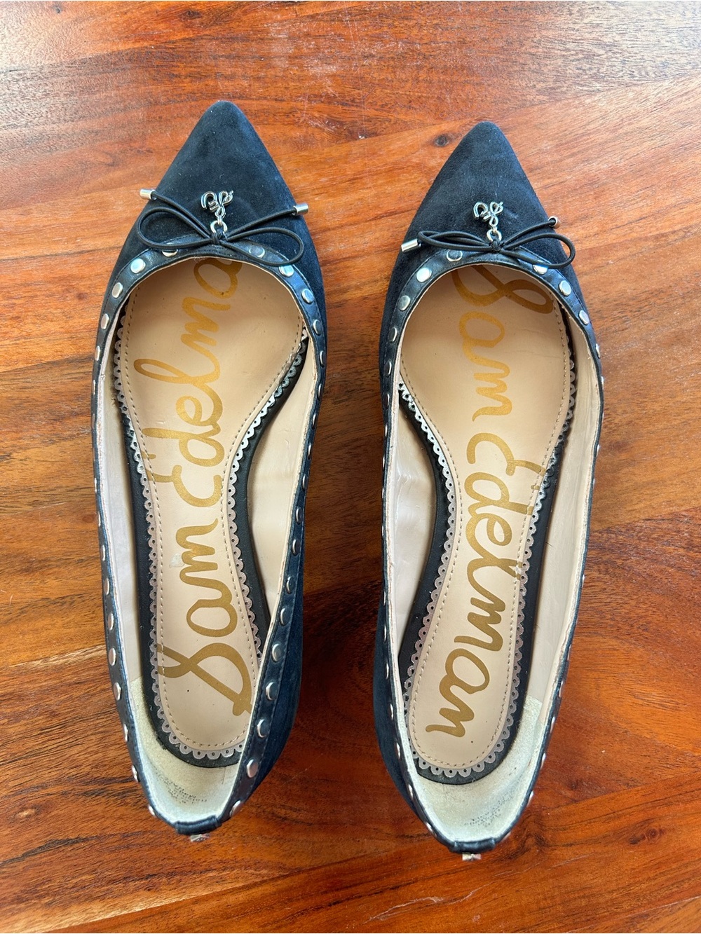 Sam Edelman Ralf Black Suede Studded Flats - Size 6.5